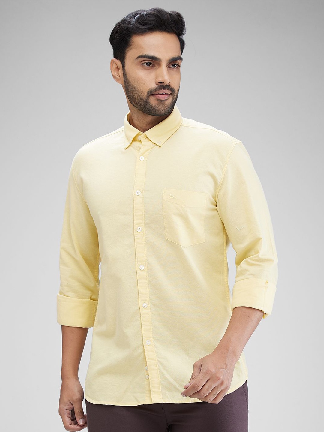 

Parx Men Slim Fit Opaque Casual Shirt, Yellow