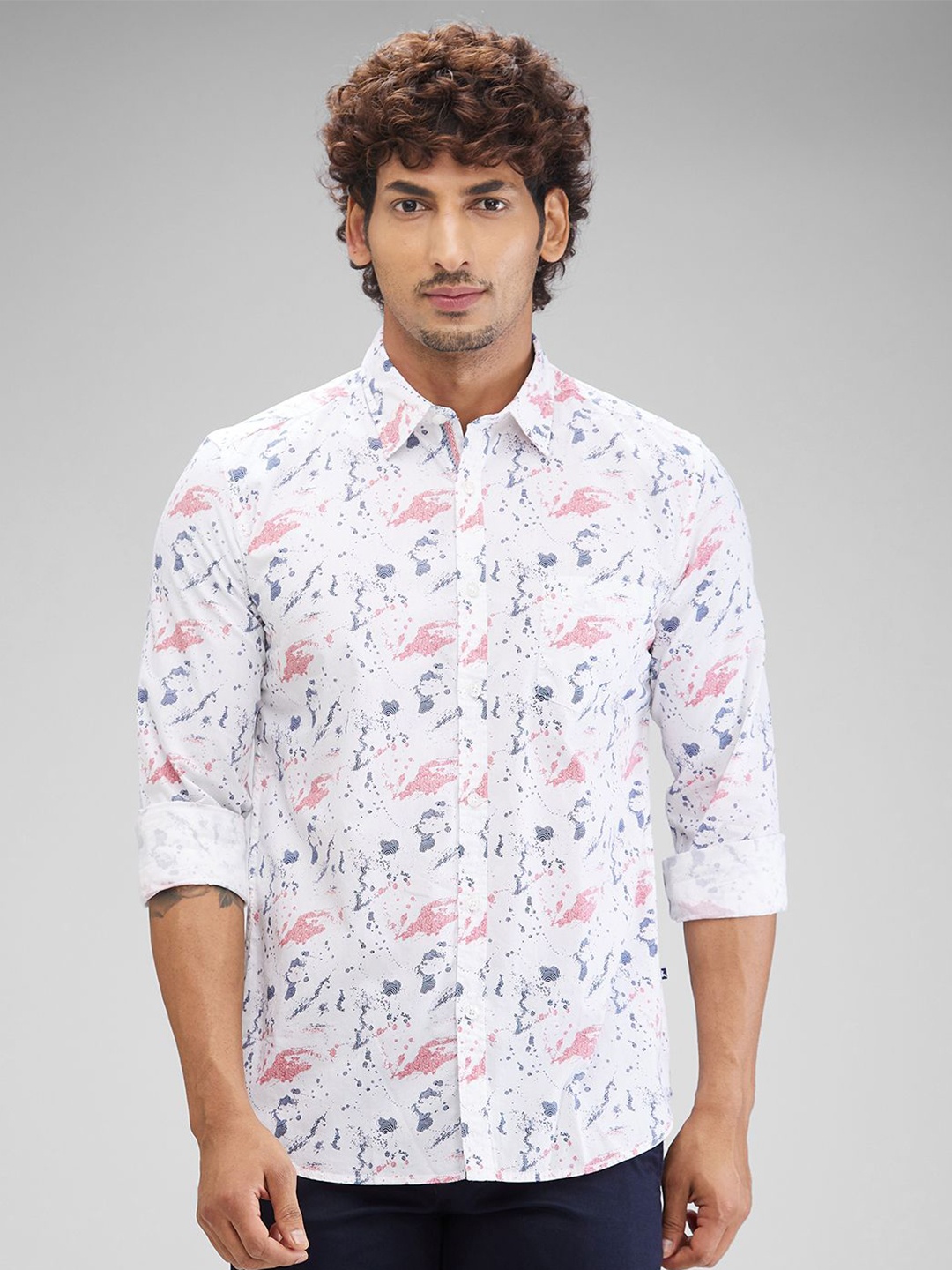 

Parx Men Slim Fit Floral Opaque Printed Casual Shirt, White