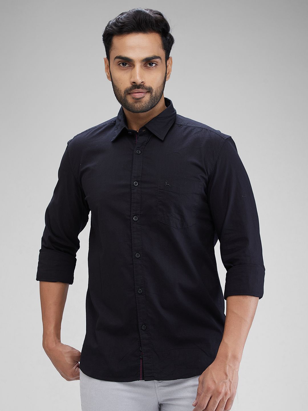 

Parx Men Slim Fit Opaque Casual Shirt, Black