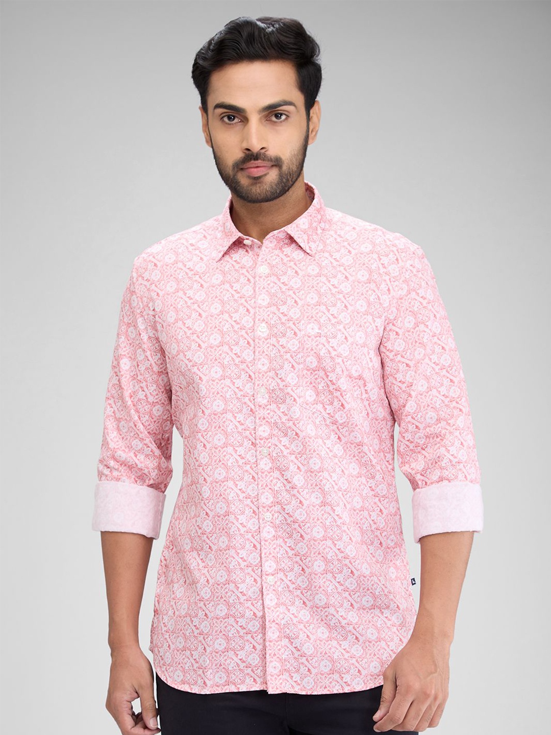 

Parx Men Slim Fit Floral Opaque Printed Casual Shirt, Red