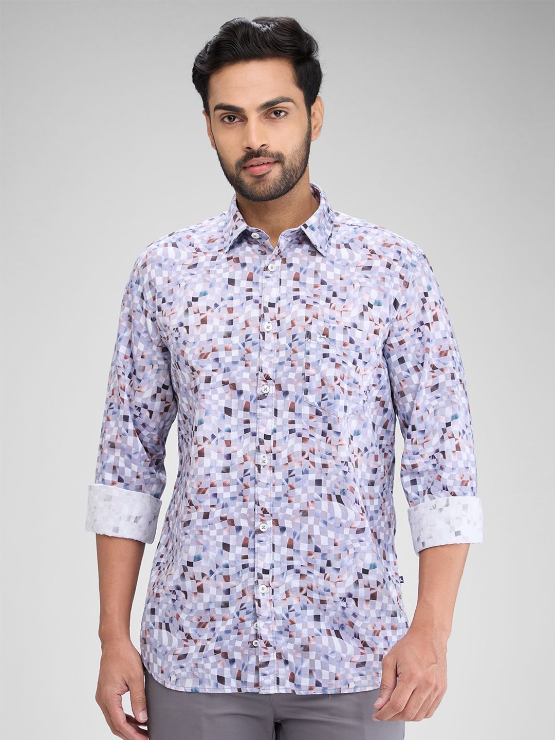 

Parx Men Slim Fit Floral Opaque Printed Casual Shirt, Grey