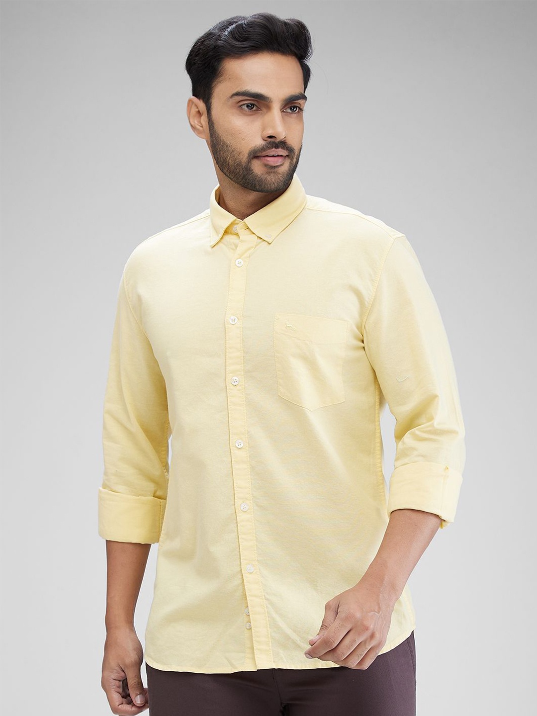 

Parx Men Slim Fit Opaque Casual Shirt, Yellow