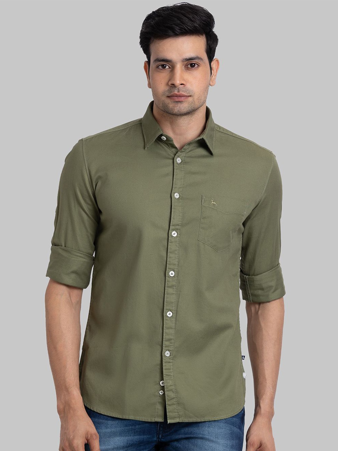 

Parx Men Slim Fit Opaque Casual Shirt, Green