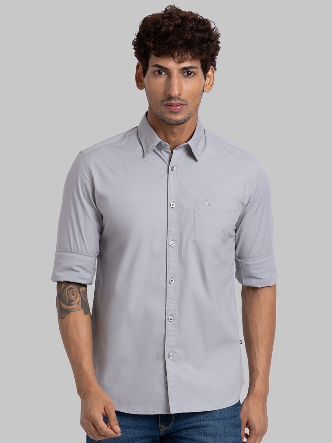 

Parx Men Slim Fit Opaque Casual Shirt, Grey