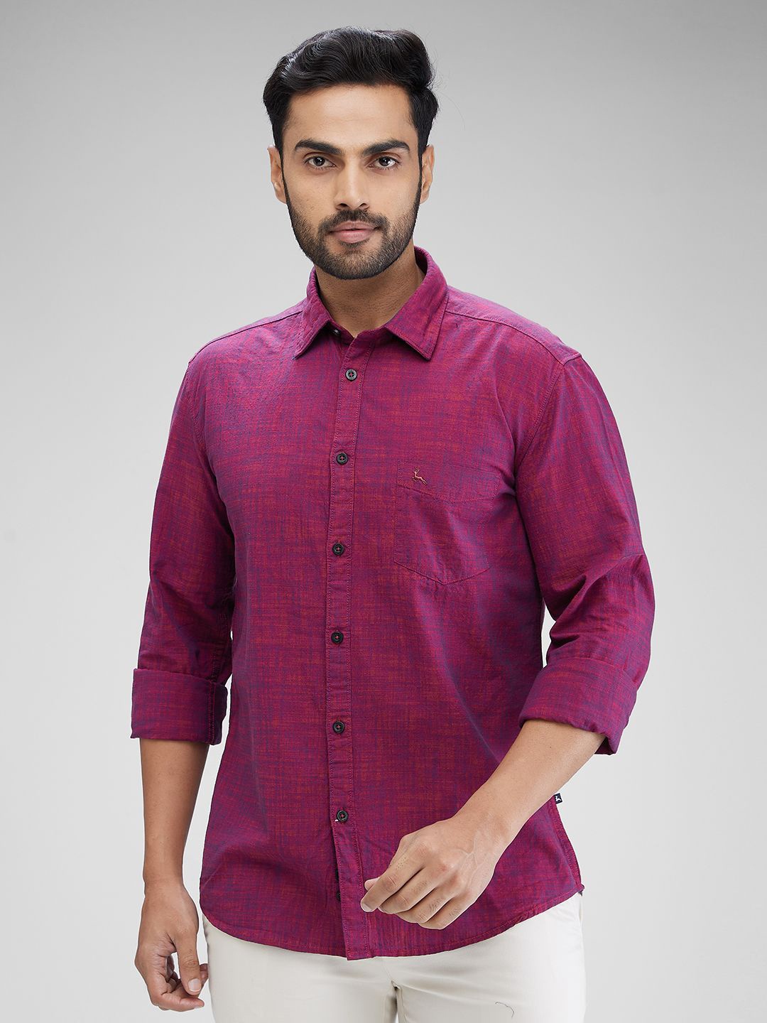 

Parx Men Slim Fit Opaque Casual Shirt, Maroon