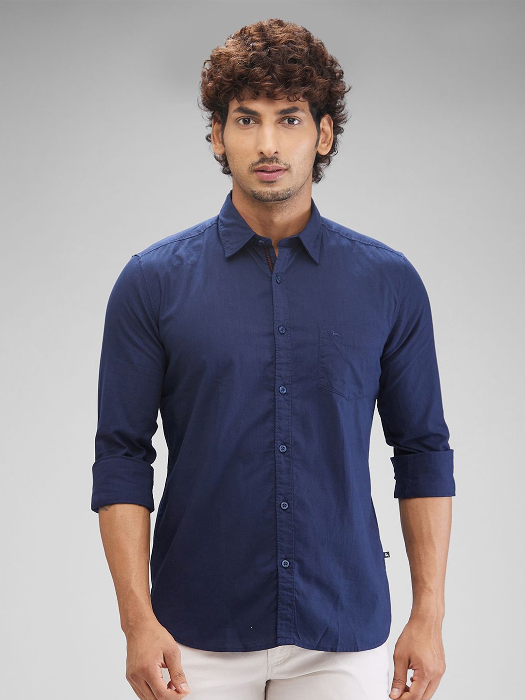 

Parx Men Slim Fit Opaque Casual Shirt, Blue
