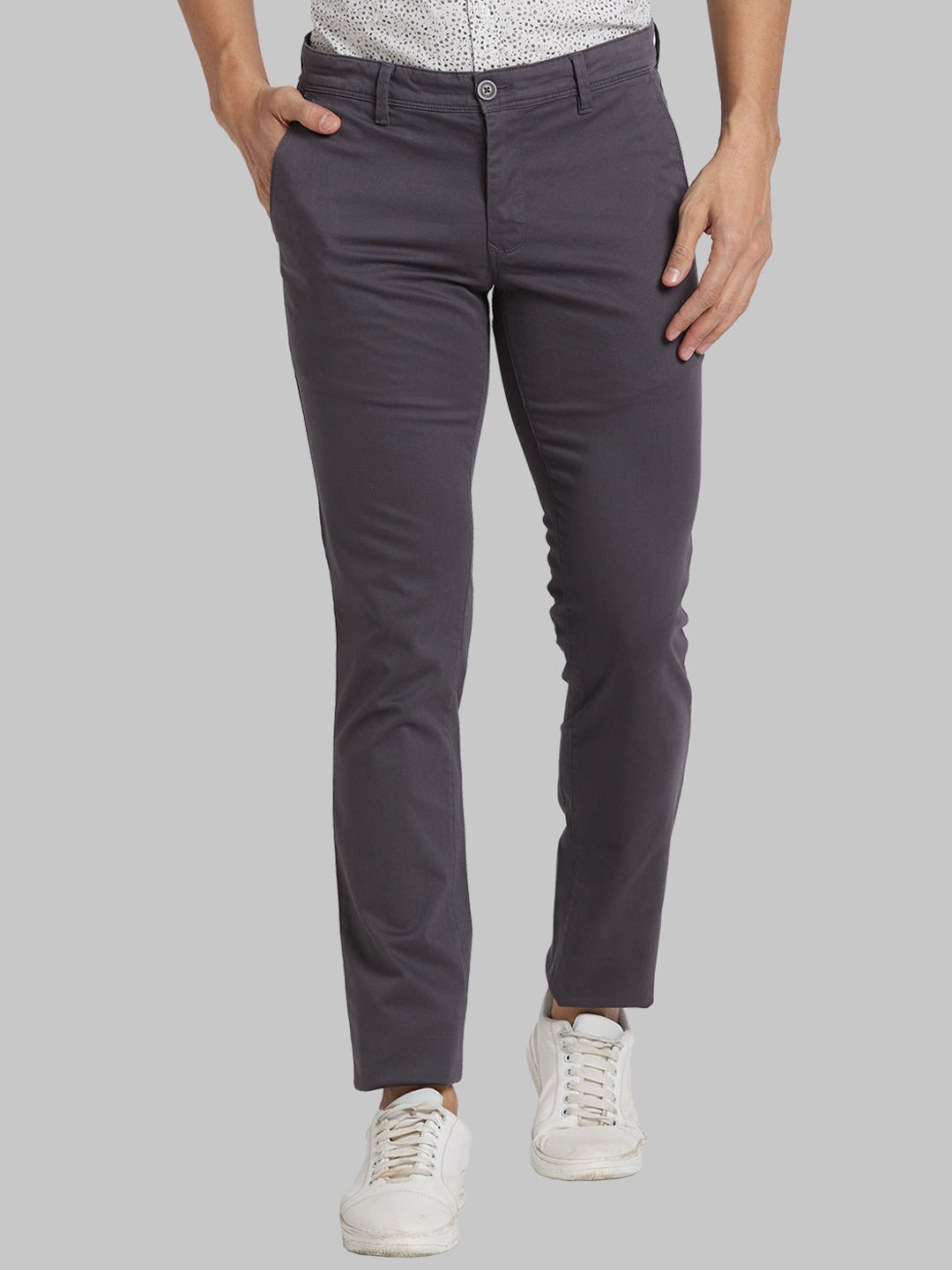 

Parx Men Slim Fit Trousers, Grey