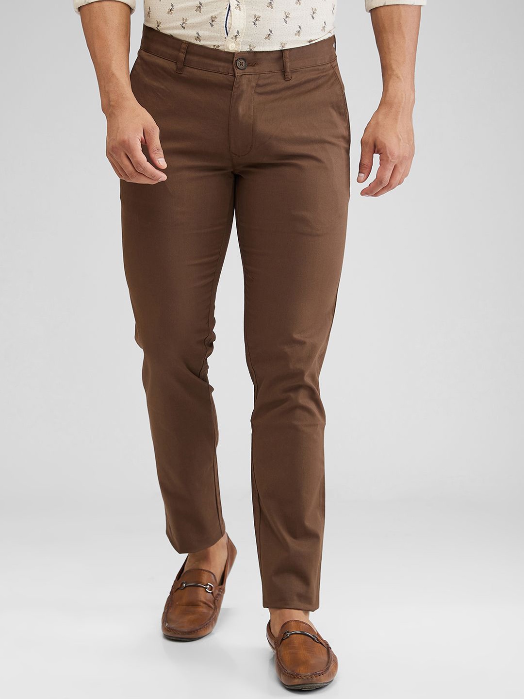 

Parx Men Tapered Fit Trousers, Brown