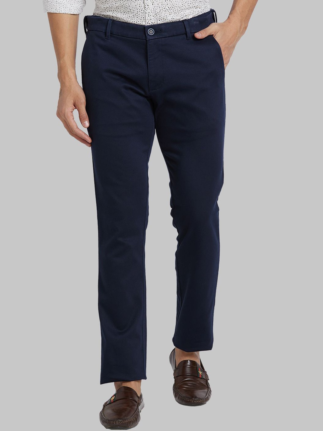 

Parx Men Tapered Fit Trousers, Blue