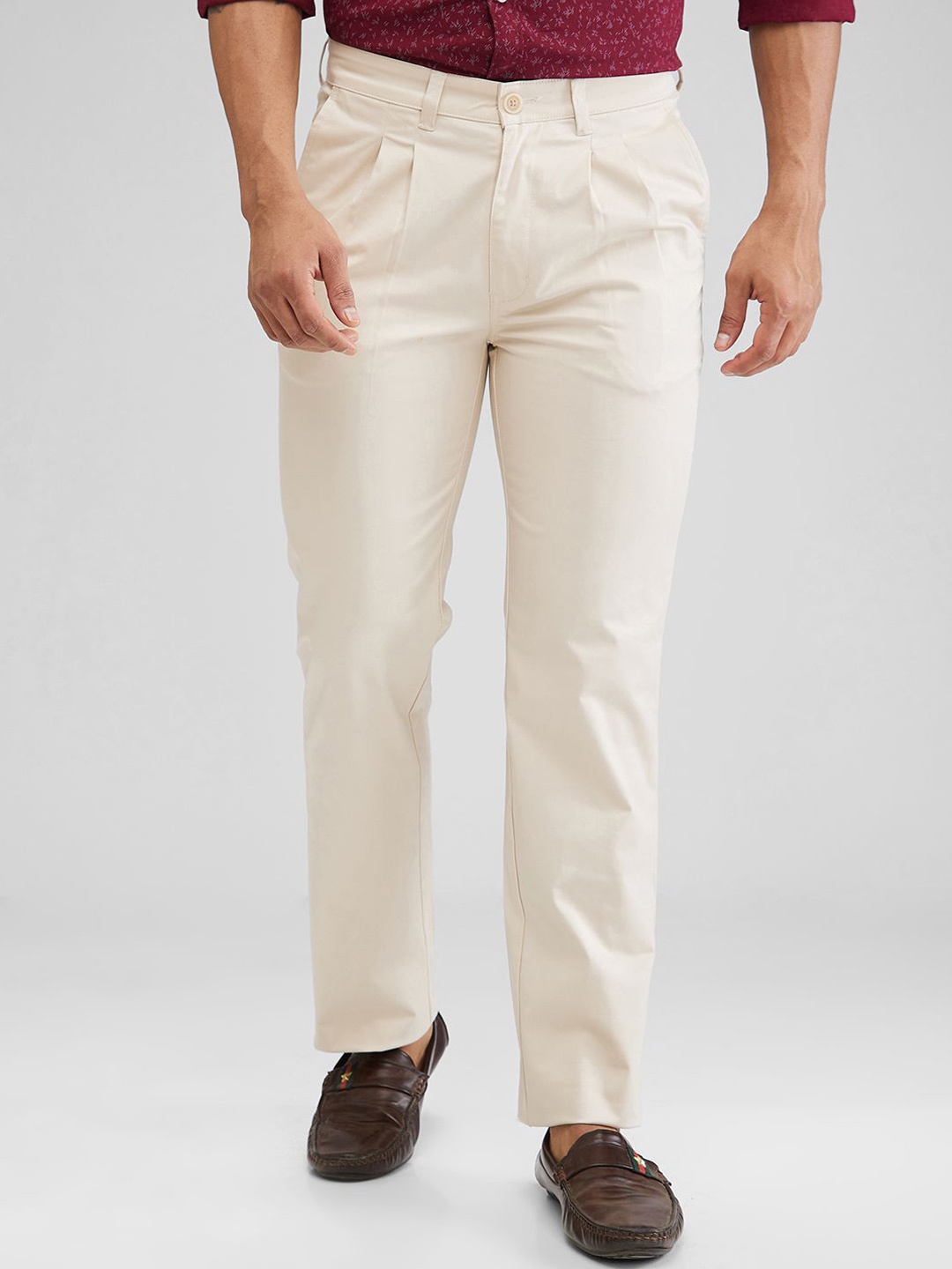 

Parx Men Pleated Trousers, Beige
