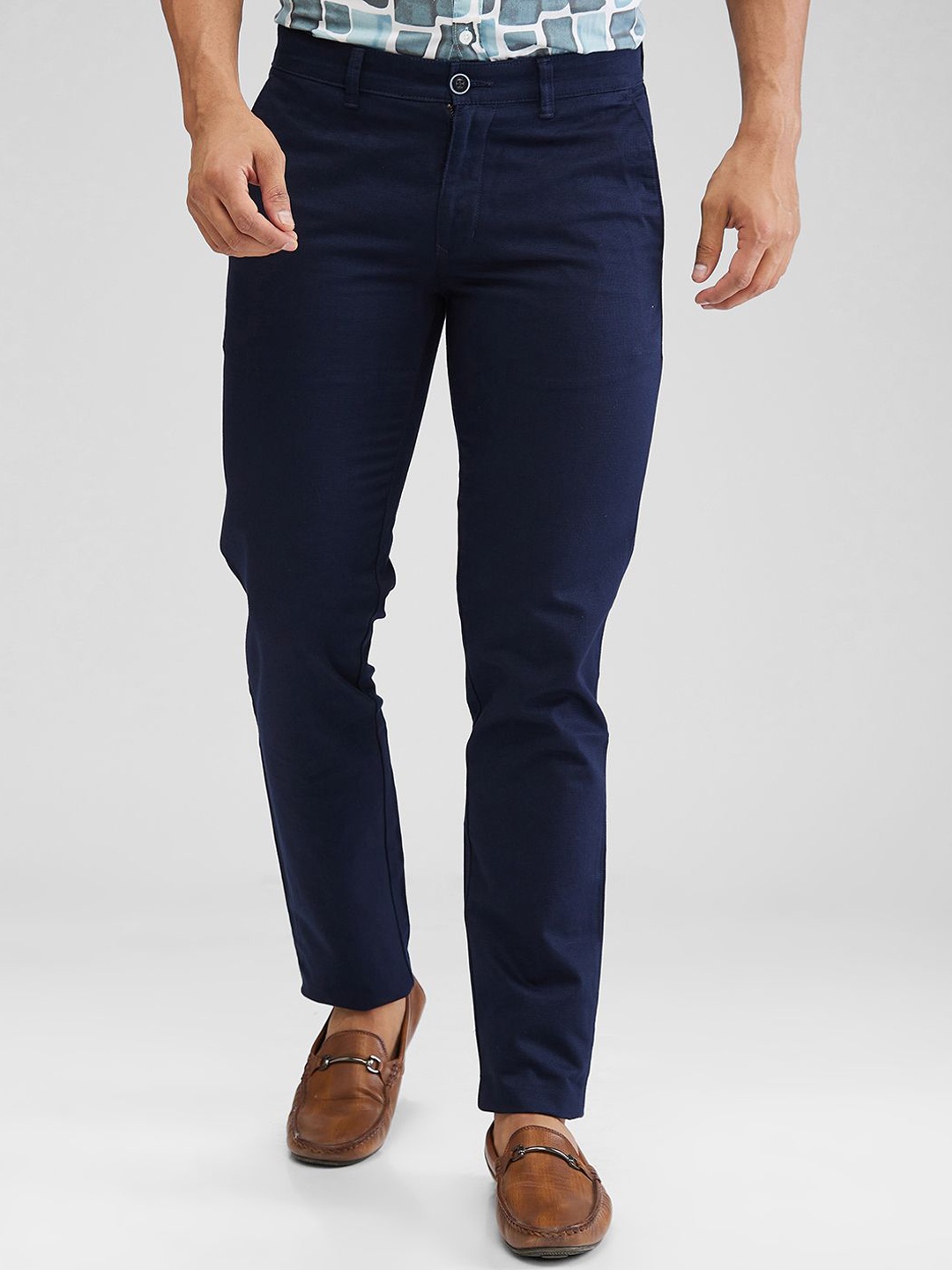 

Parx Men Tapered Fit Trousers, Blue