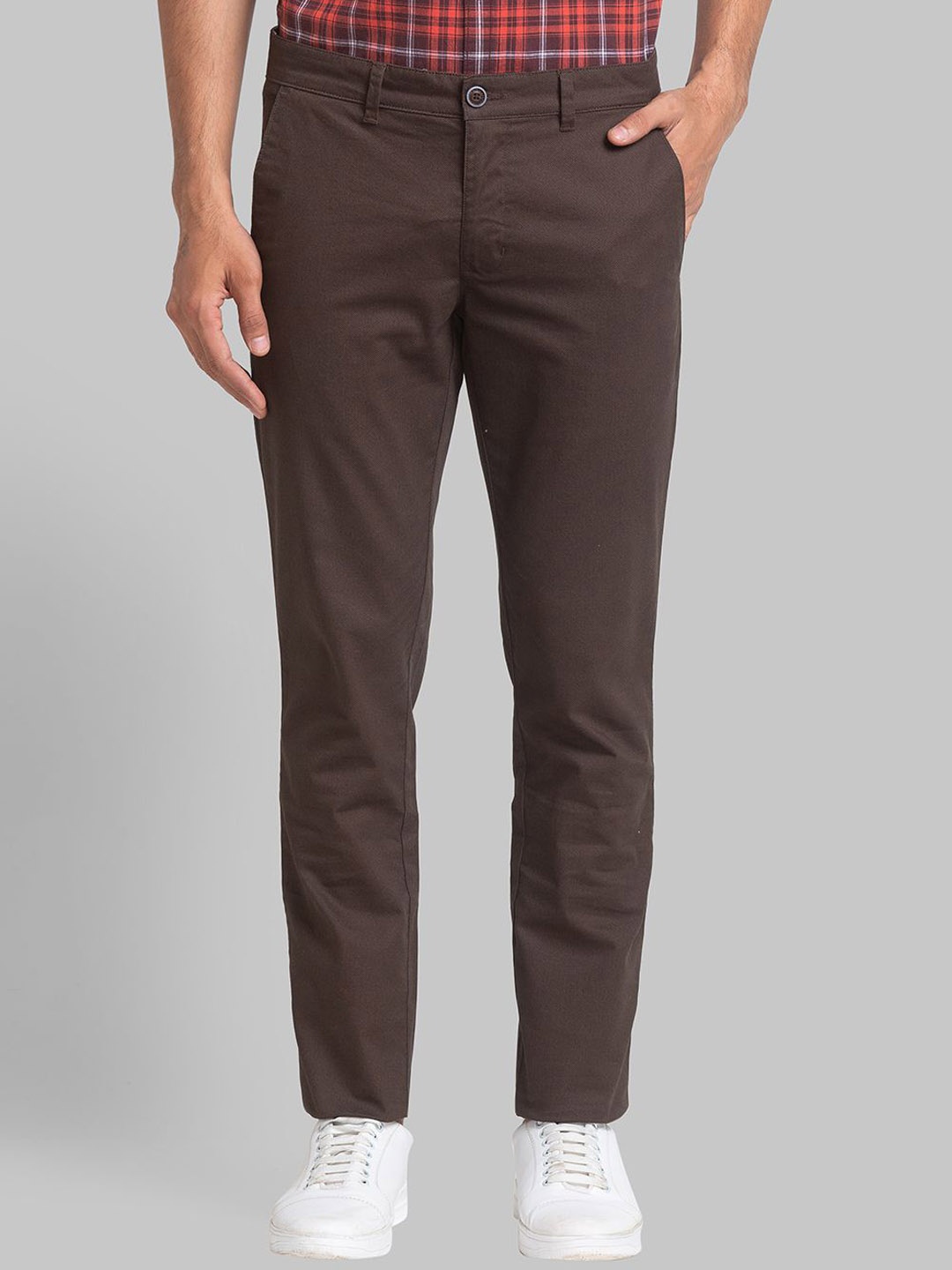 

Parx Men Tapered Fit Trousers, Brown