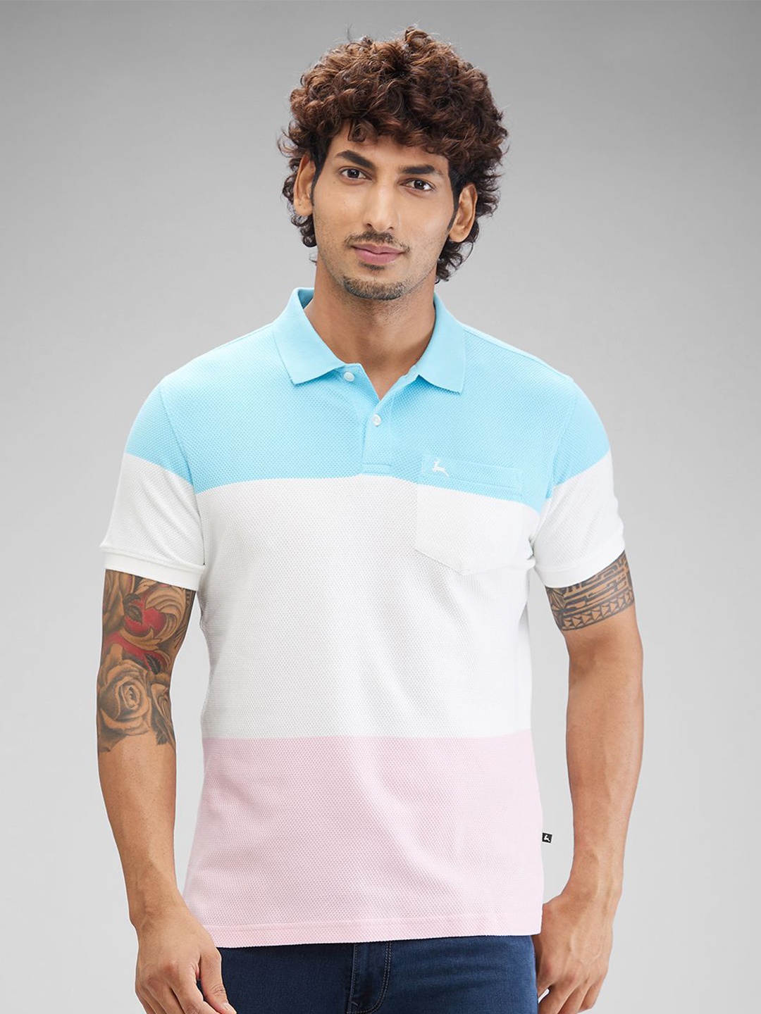 

Parx Men Colourblocked Polo Collar Pockets T-shirt, Blue