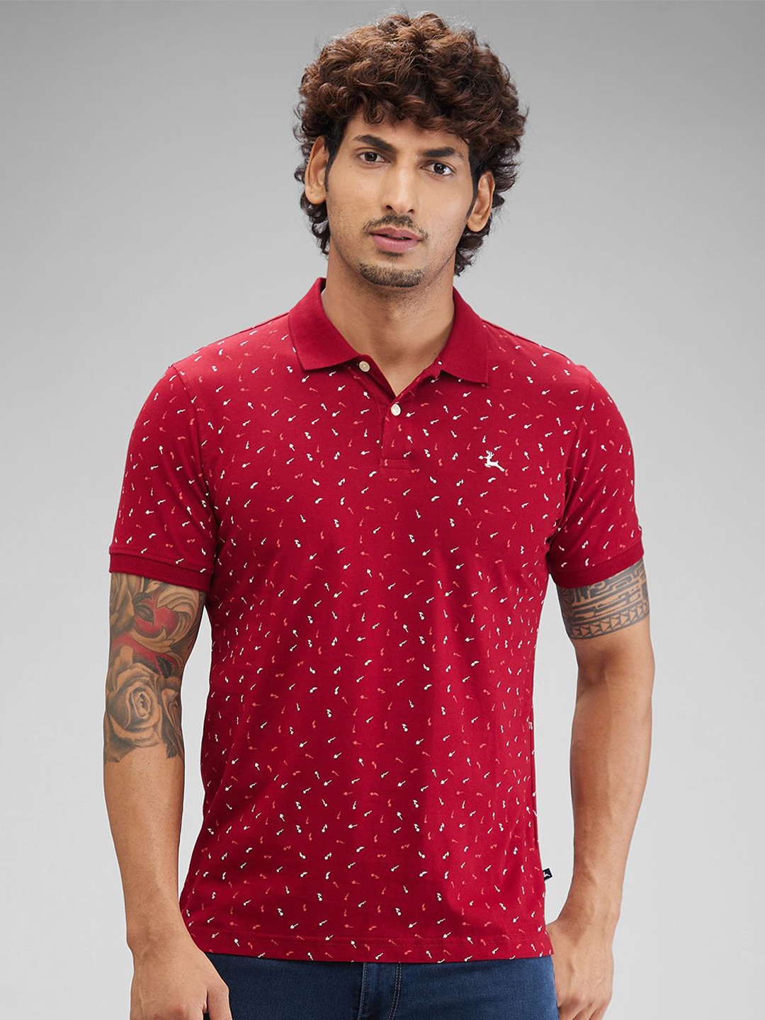 

Parx Men Printed Polo Collar Ethnic Pockets T-shirt, Maroon