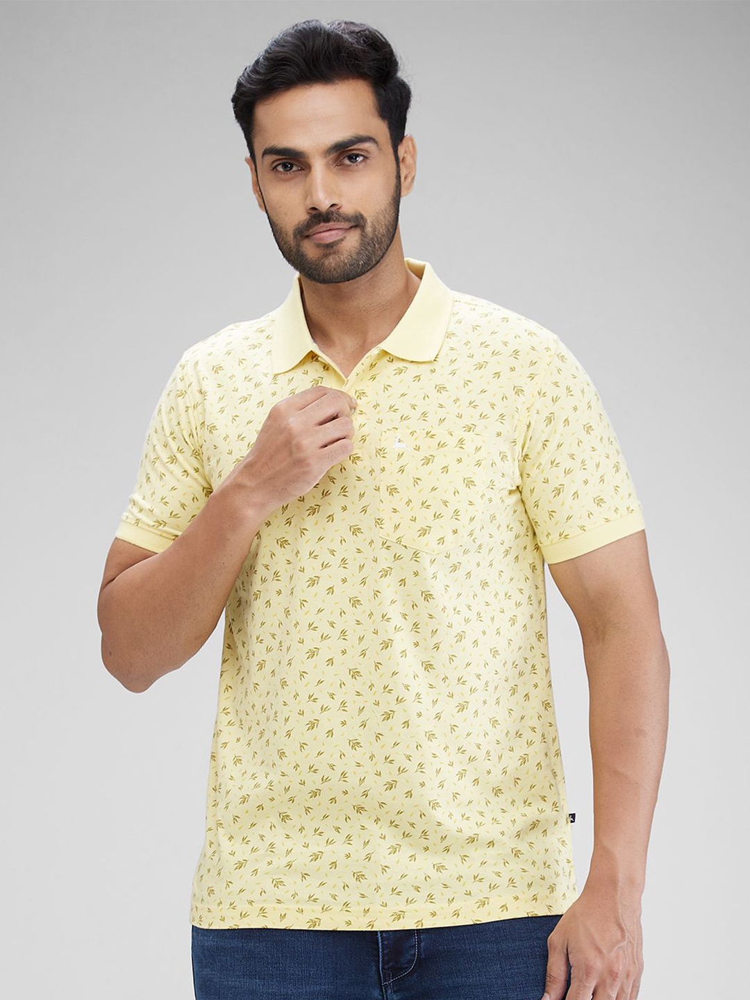 

Parx Men Printed Polo Collar Pockets T-shirt, Yellow