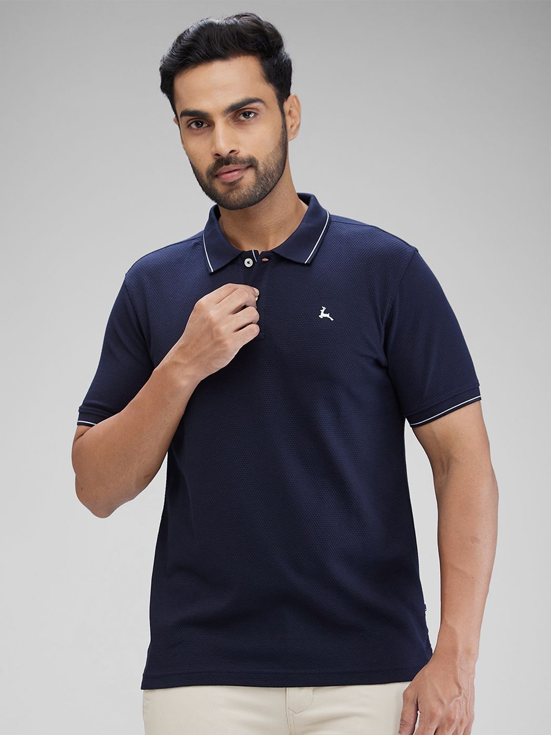 

Parx Men Polo Collar Applique T-shirt, Blue