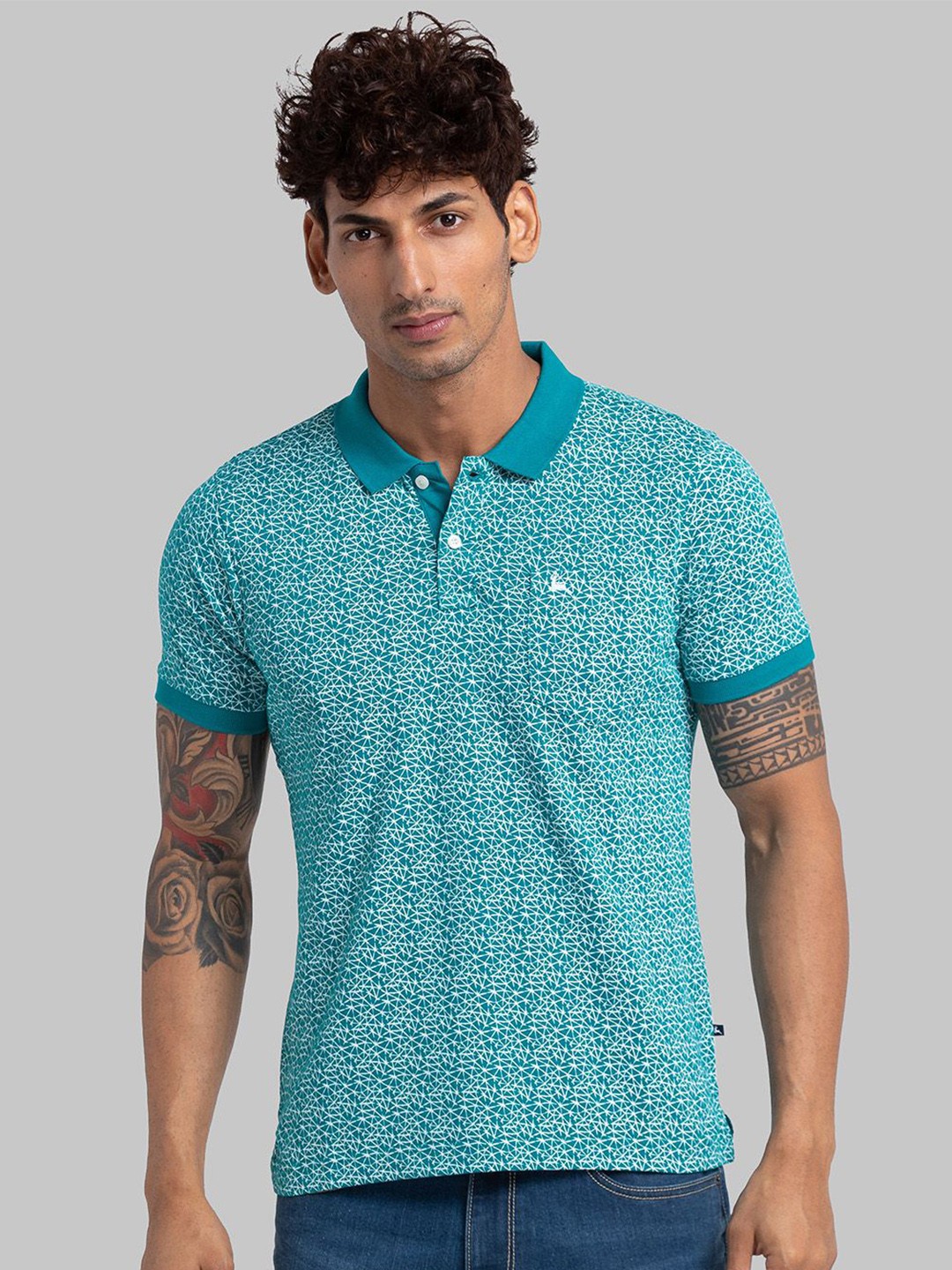 

Parx Men Printed Polo Collar Pockets T-shirt, Green