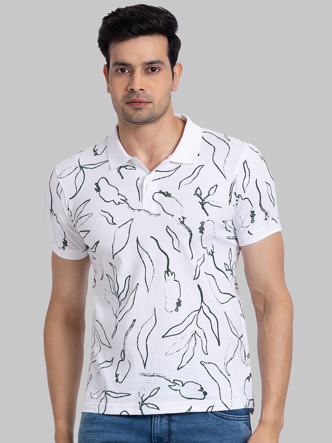 

Parx Men Printed V-Neck Monochrome Raw Edge T-shirt, White
