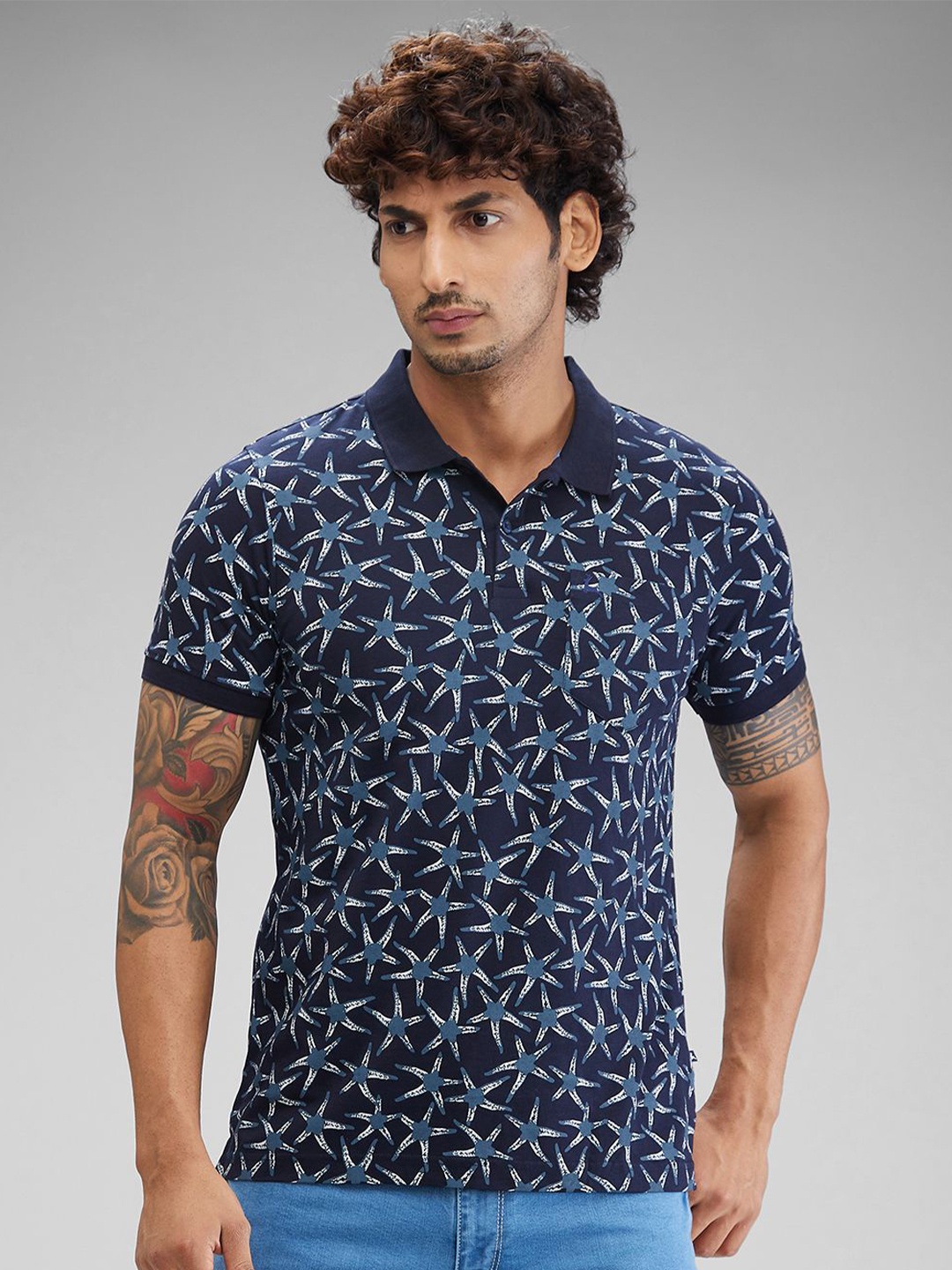 

Parx Men Printed Polo Collar Pockets T-shirt, Blue