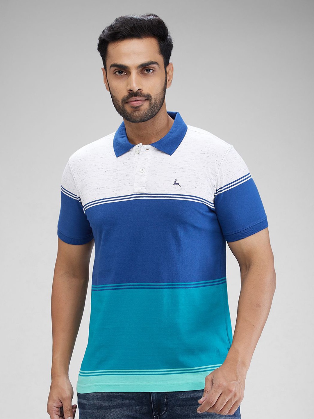 

Parx Men Colourblocked Polo Collar Pockets T-shirt, Blue