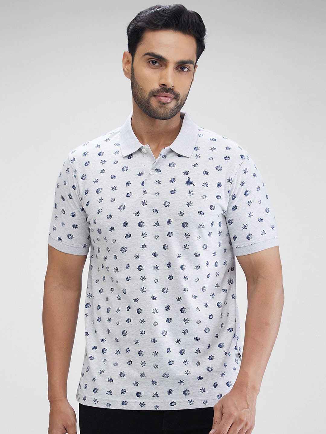 

Parx Men Printed Polo Collar Pockets T-shirt, Grey