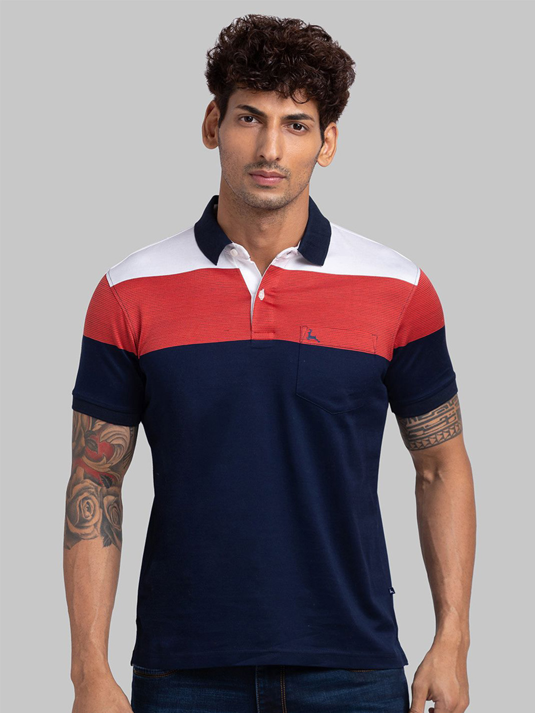 

Parx Men Colourblocked Polo Collar Pockets T-shirt, Blue