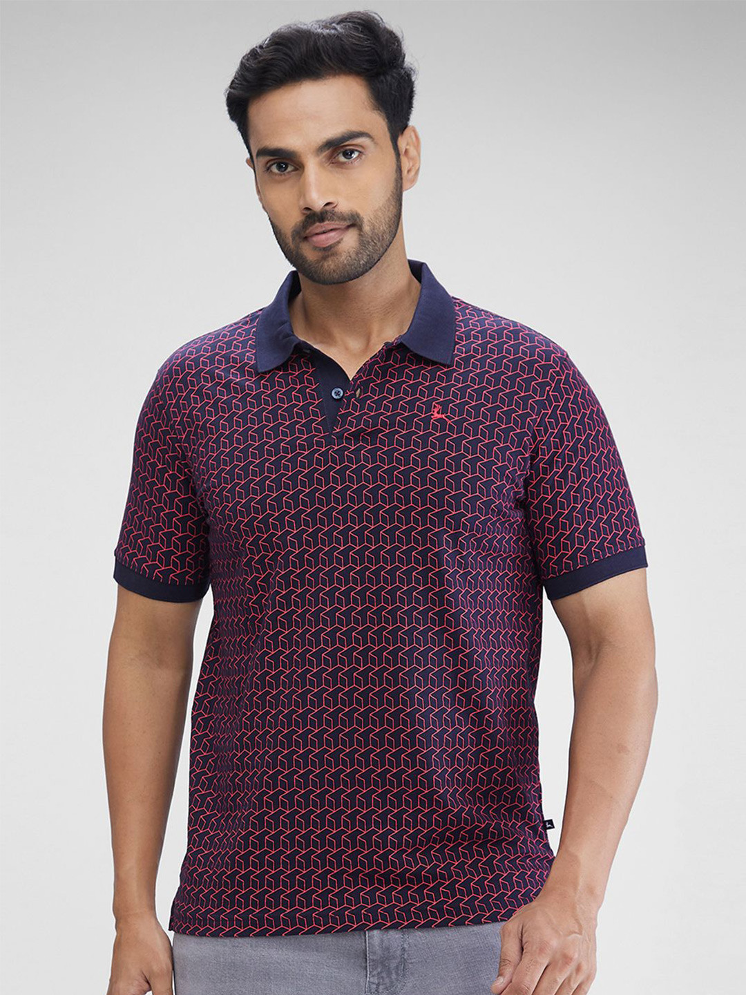 

Parx Men Printed Polo Collar Pockets T-shirt, Blue