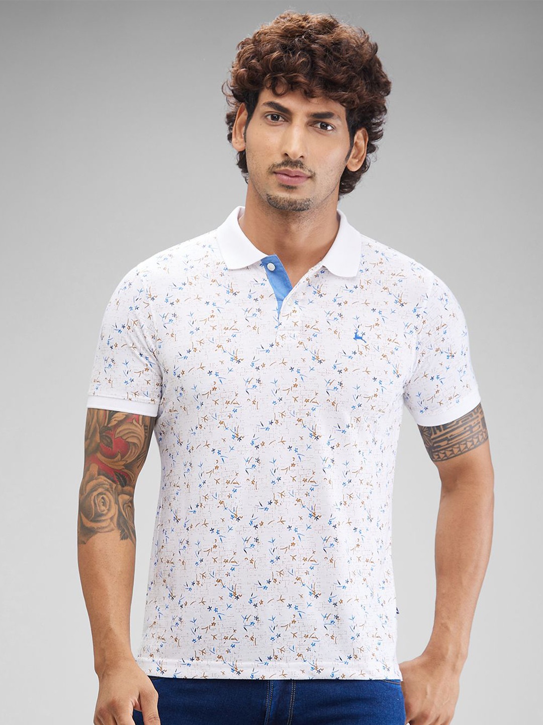 

Parx Men Printed Polo Collar Pockets T-shirt, White