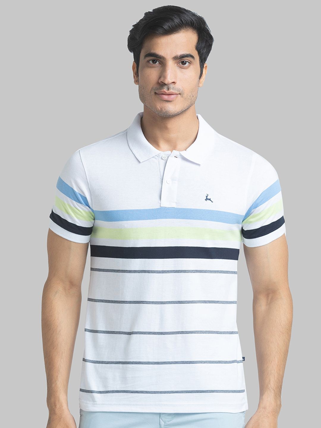 

Parx Men Striped Polo Collar T-shirt, White