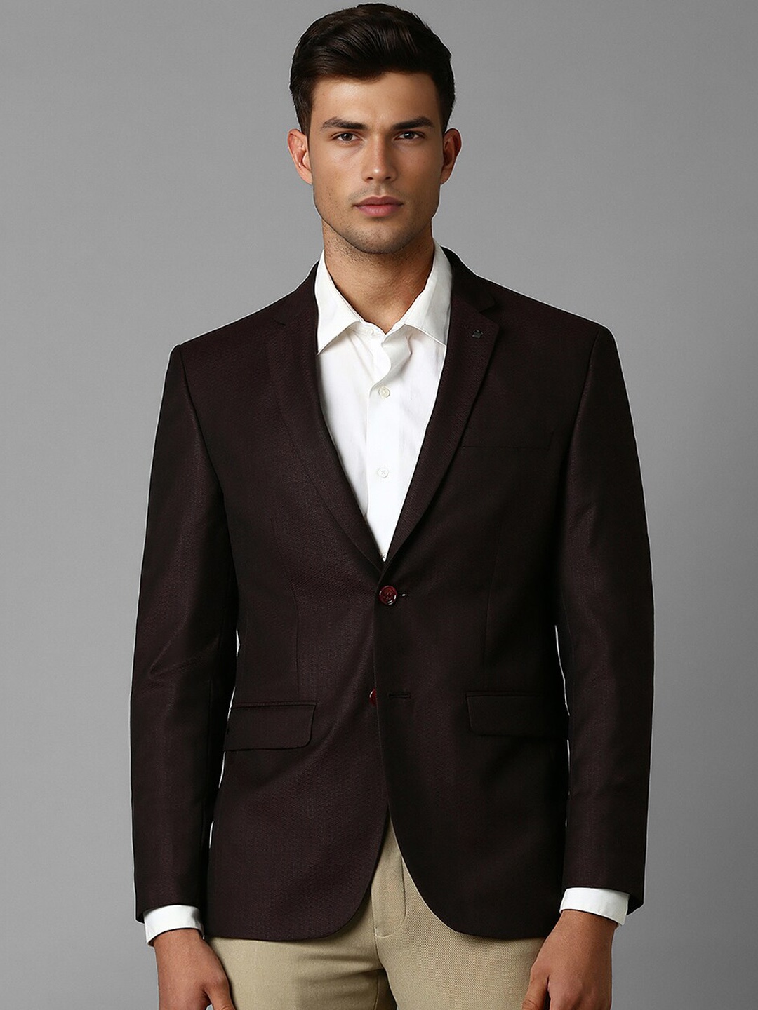 

Louis Philippe Slim-Fit Single-Breasted Blazer, Brown