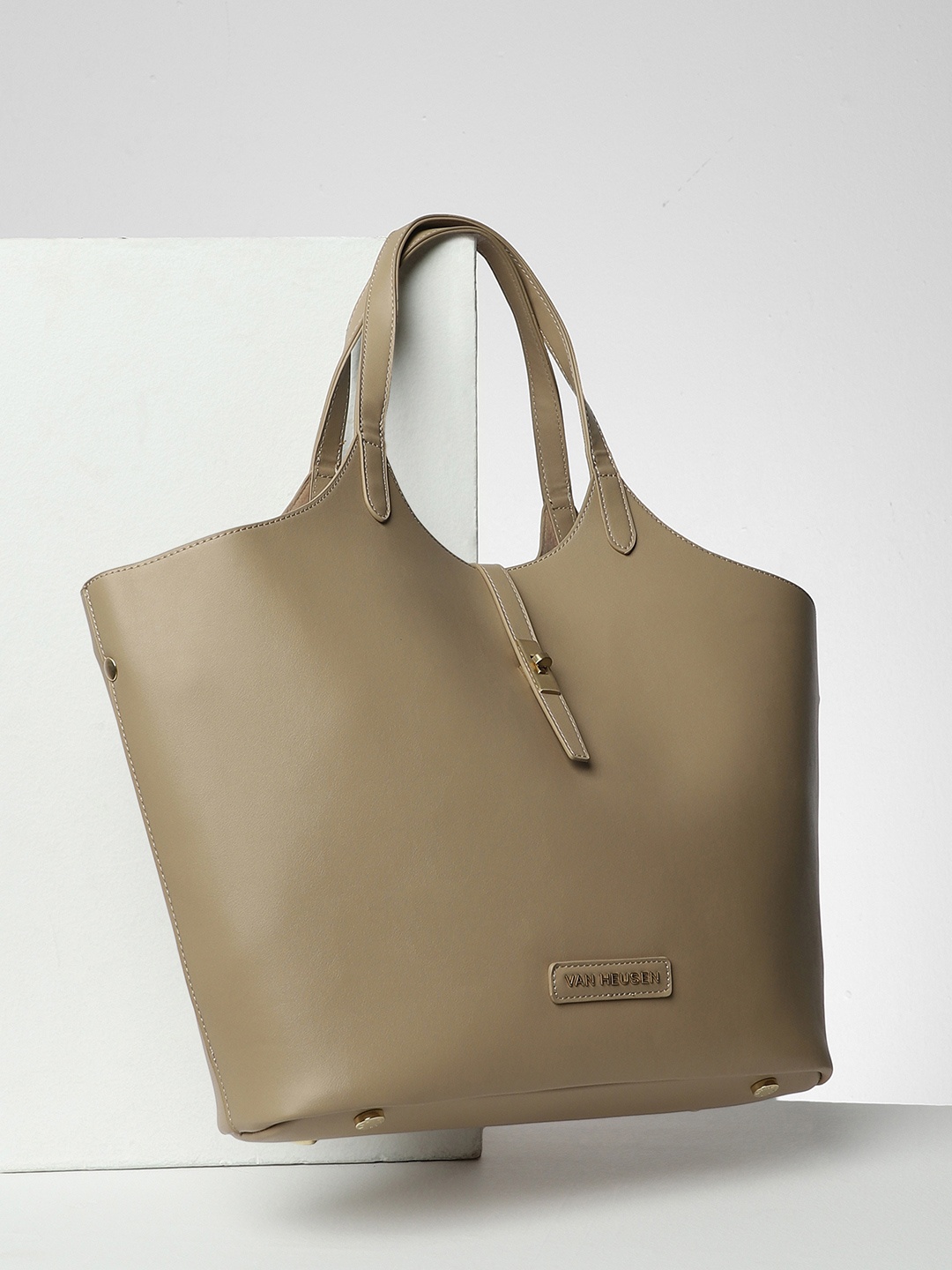 

Van Heusen Woman Oversized Shopper Handheld Bag With Buckle Detail, Beige