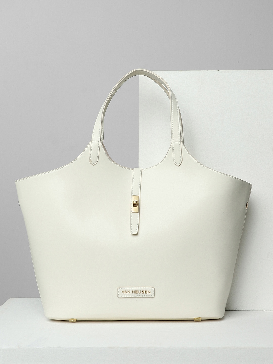 Van Heusen Woman Oversized Shopper Handheld Bag With Buckle Detail, White