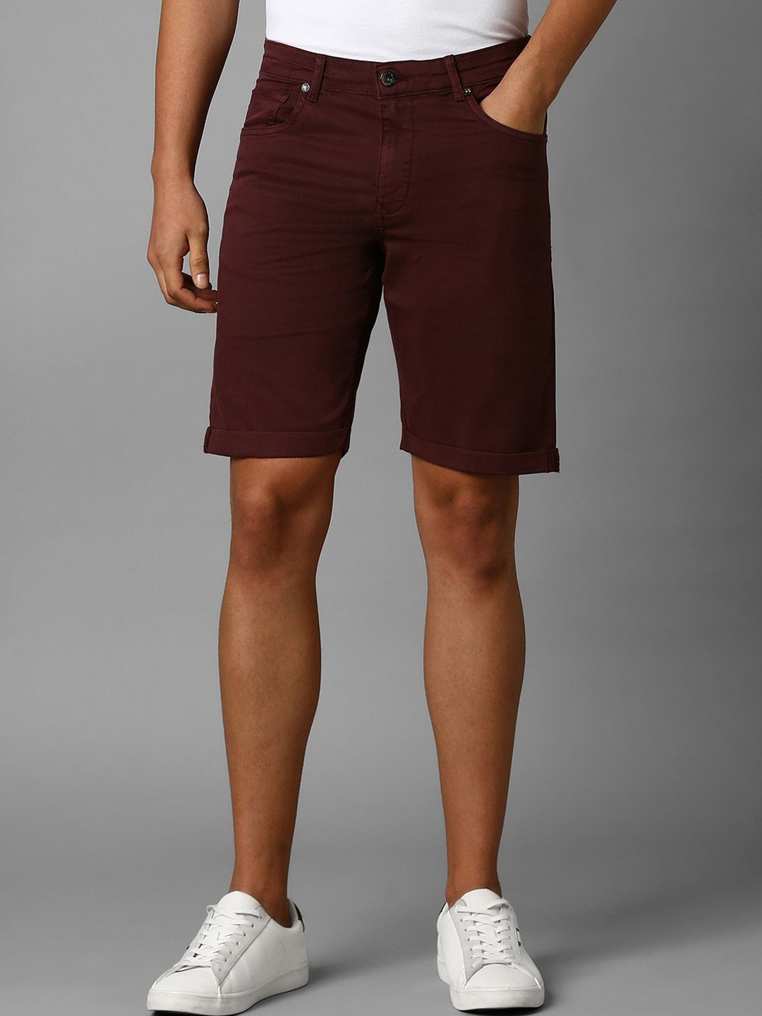 

Louis Philippe Jeans Men Slim Fit Shorts, Maroon
