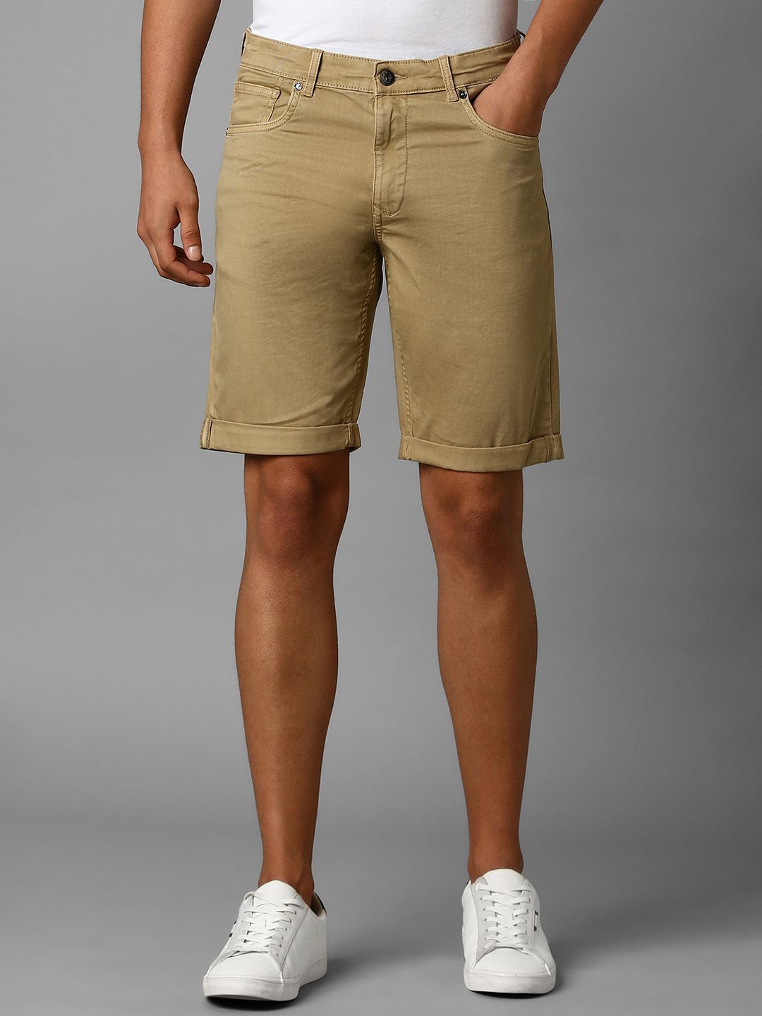 

Louis Philippe Jeans Men Slim Fit Chino Shorts, Beige