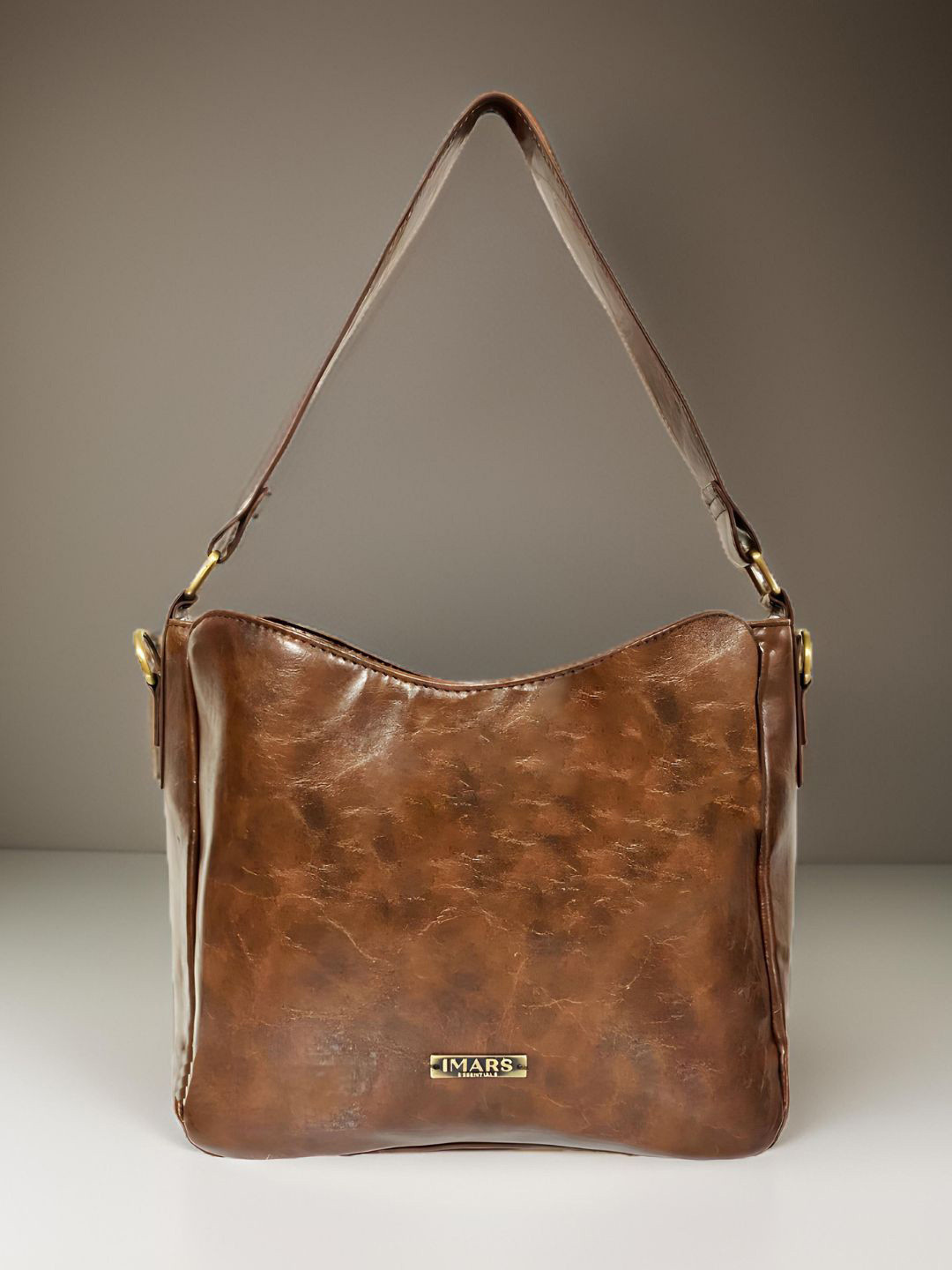 

IMARS Solid Structured Shoulder Bag, Brown