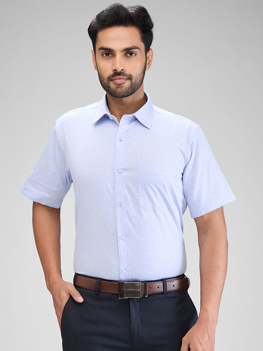 

Raymond Self-Design Cotton Contemporary-Fit Shirt, Blue