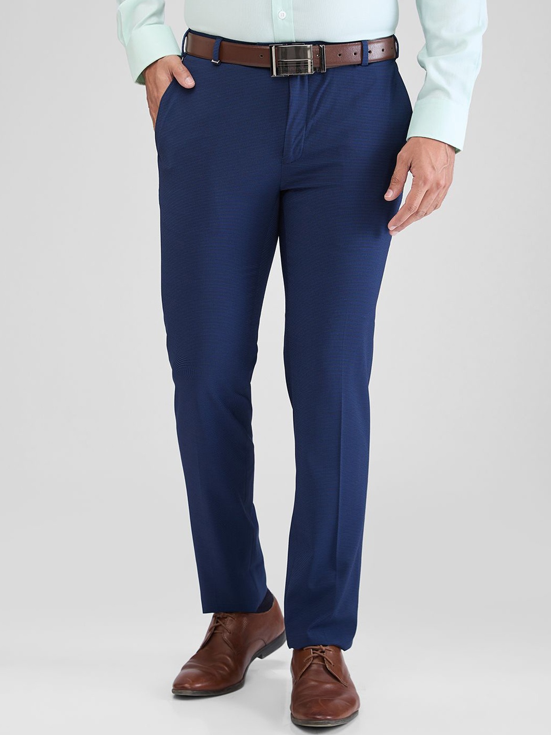 

Raymond Checked Slim-Fit Formal Trouser, Blue