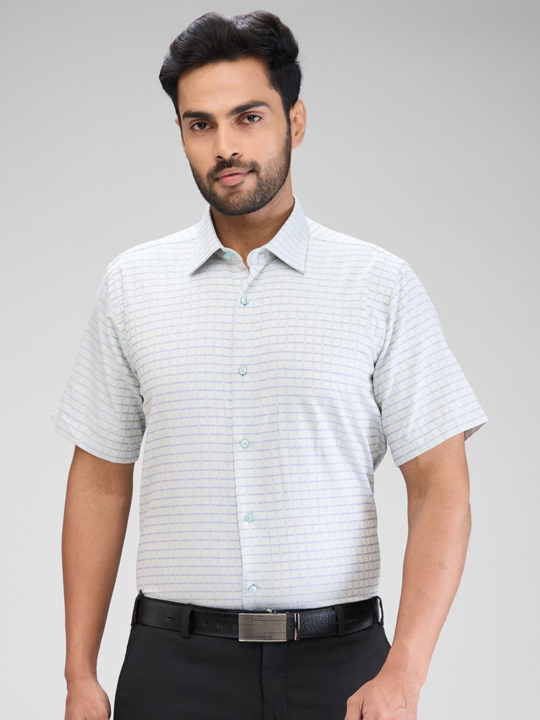 

Raymond Checked Short Sleeves Shirt, Blue