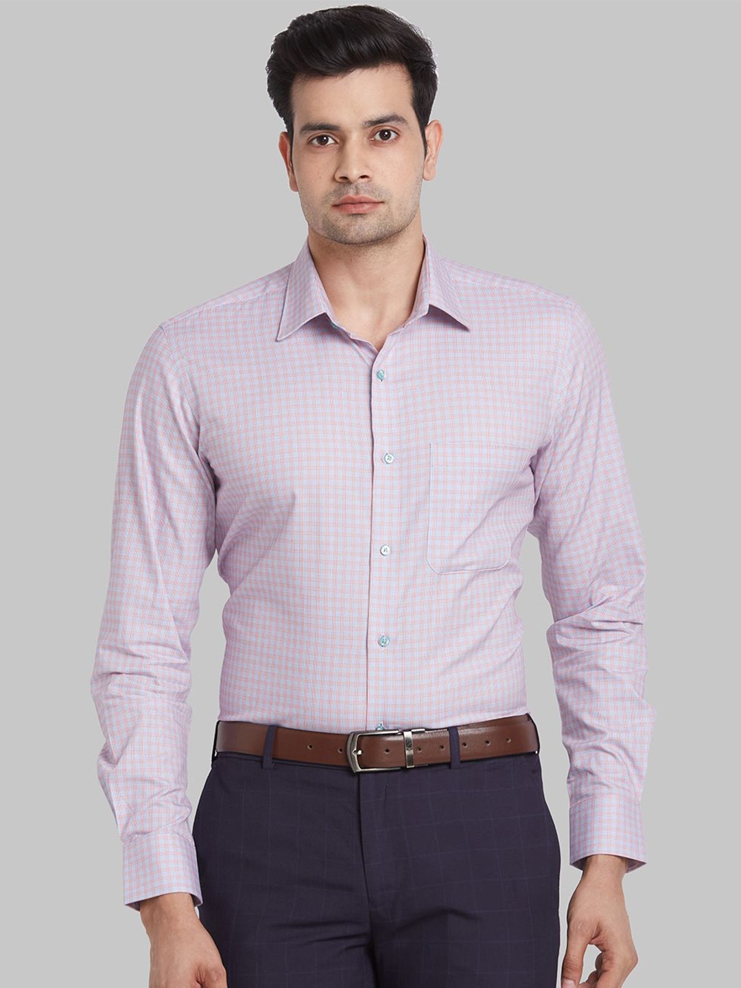 

Raymond Checked Cotton Contemporary Fit Medium Fawn Shirt, Beige