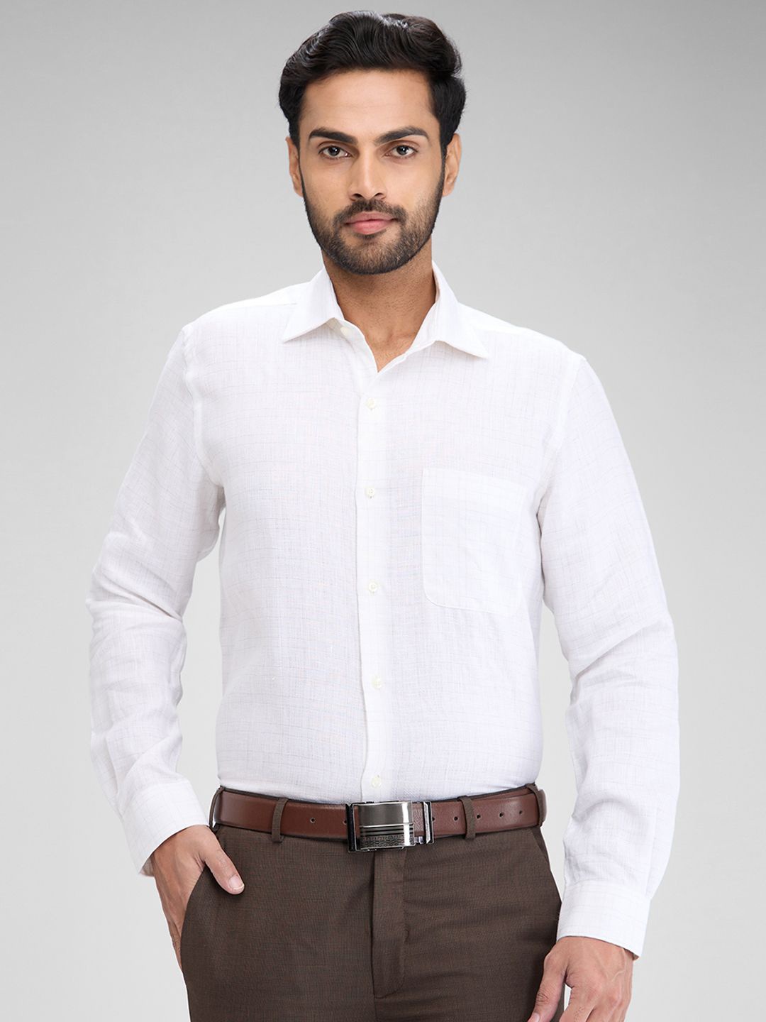 

Raymond Checked Contemporary Fit Long Sleeves Shirt, White