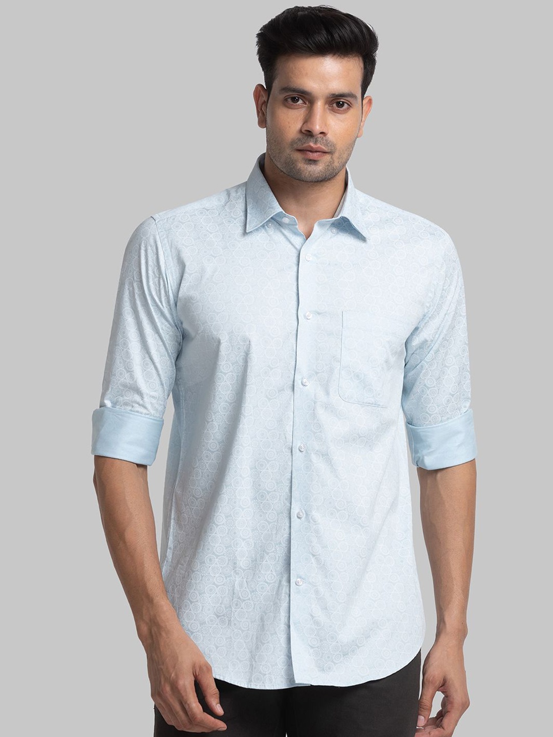 

Raymond Printed Contemporary Fit Cotton Shirt, Blue