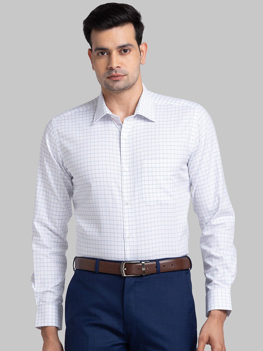 

Raymond Checked Long Sleeves Cotton Shirt, Blue