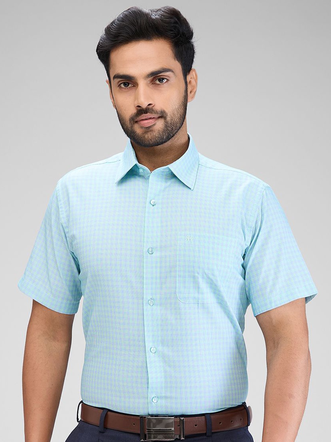 

Raymond Checked Pure Cotton Contemporary Fit Shirt, Green