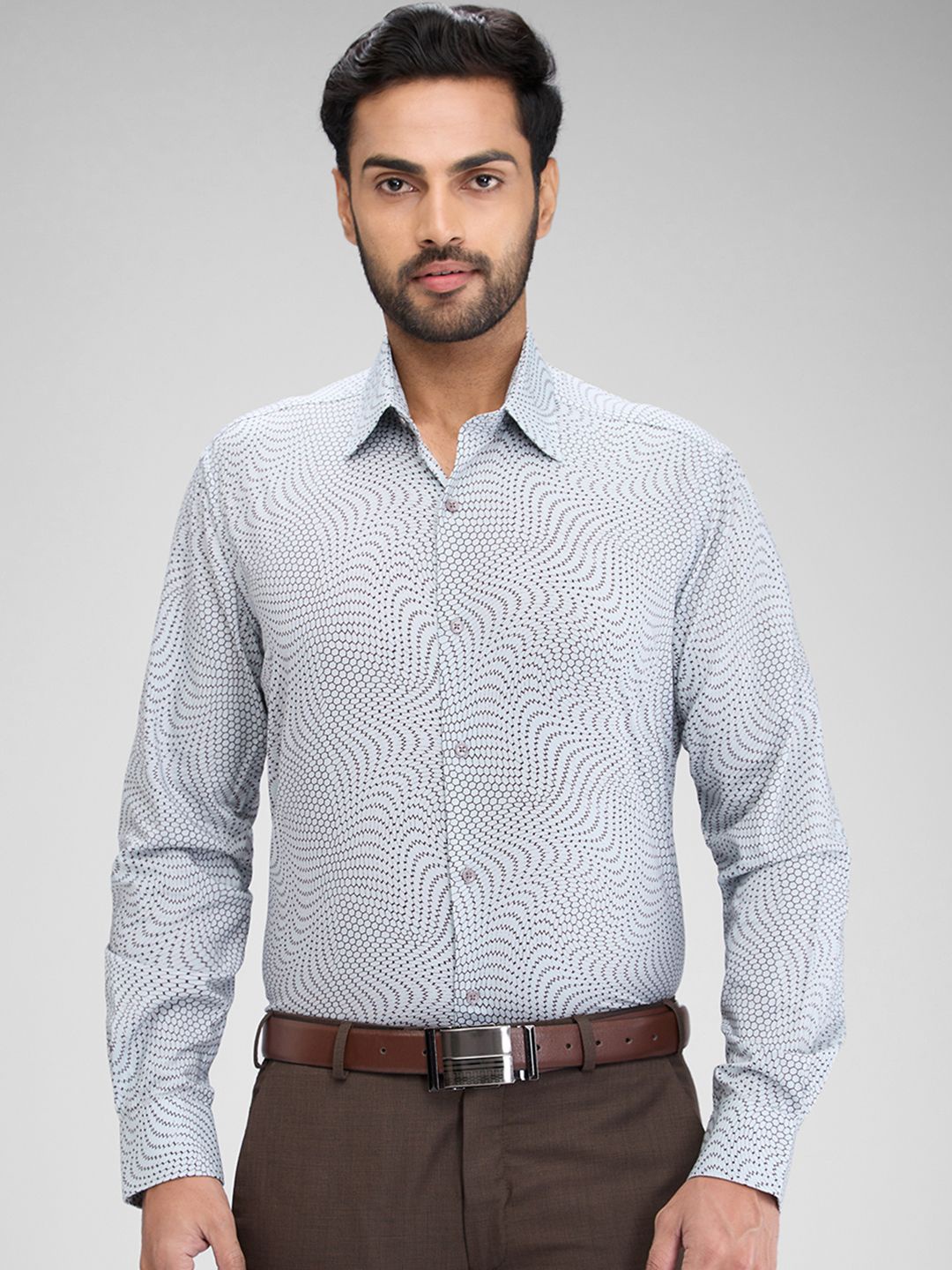 

Raymond Printed Shirt-Collar Shirt, Grey