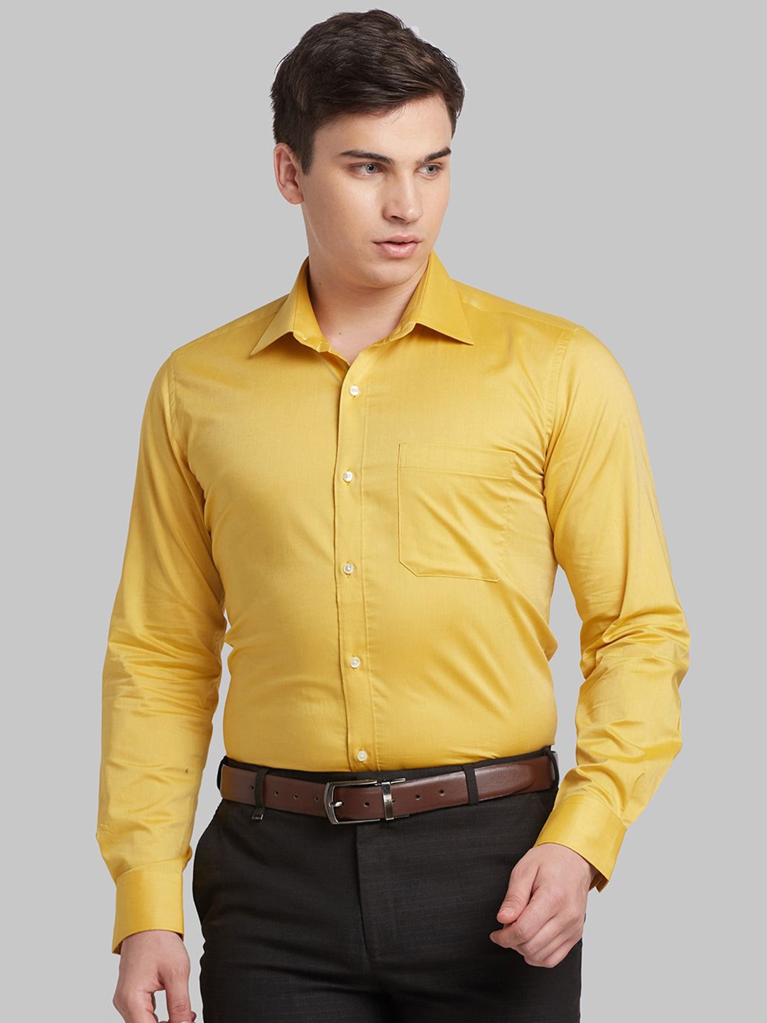 

Raymond Pure Cotton Contemporary Fit Long Sleeves Formal Shirts, Yellow