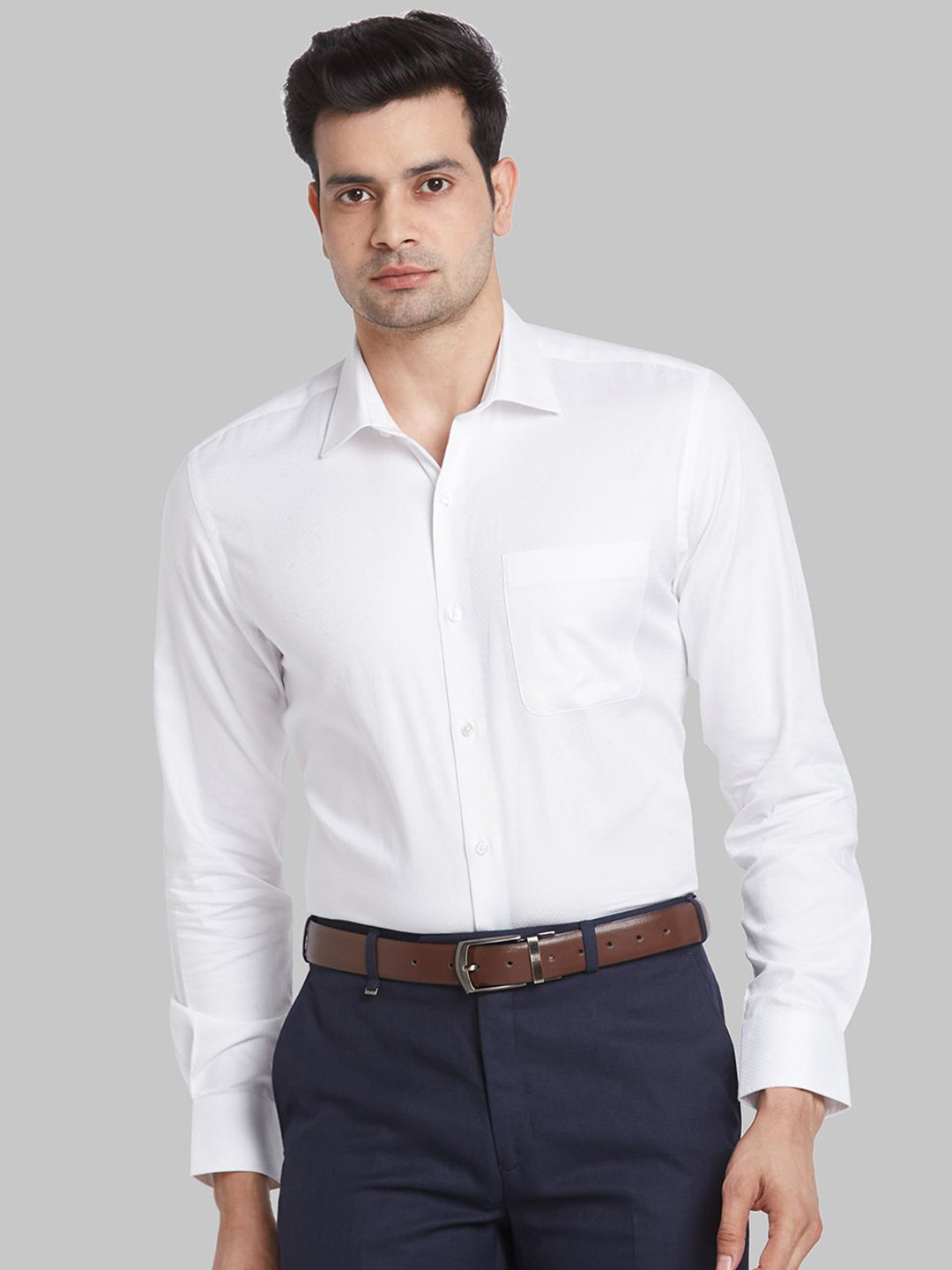 

Raymond Woven-Designed Pure Cotton Contemporary-Fit Formal Shirt, White