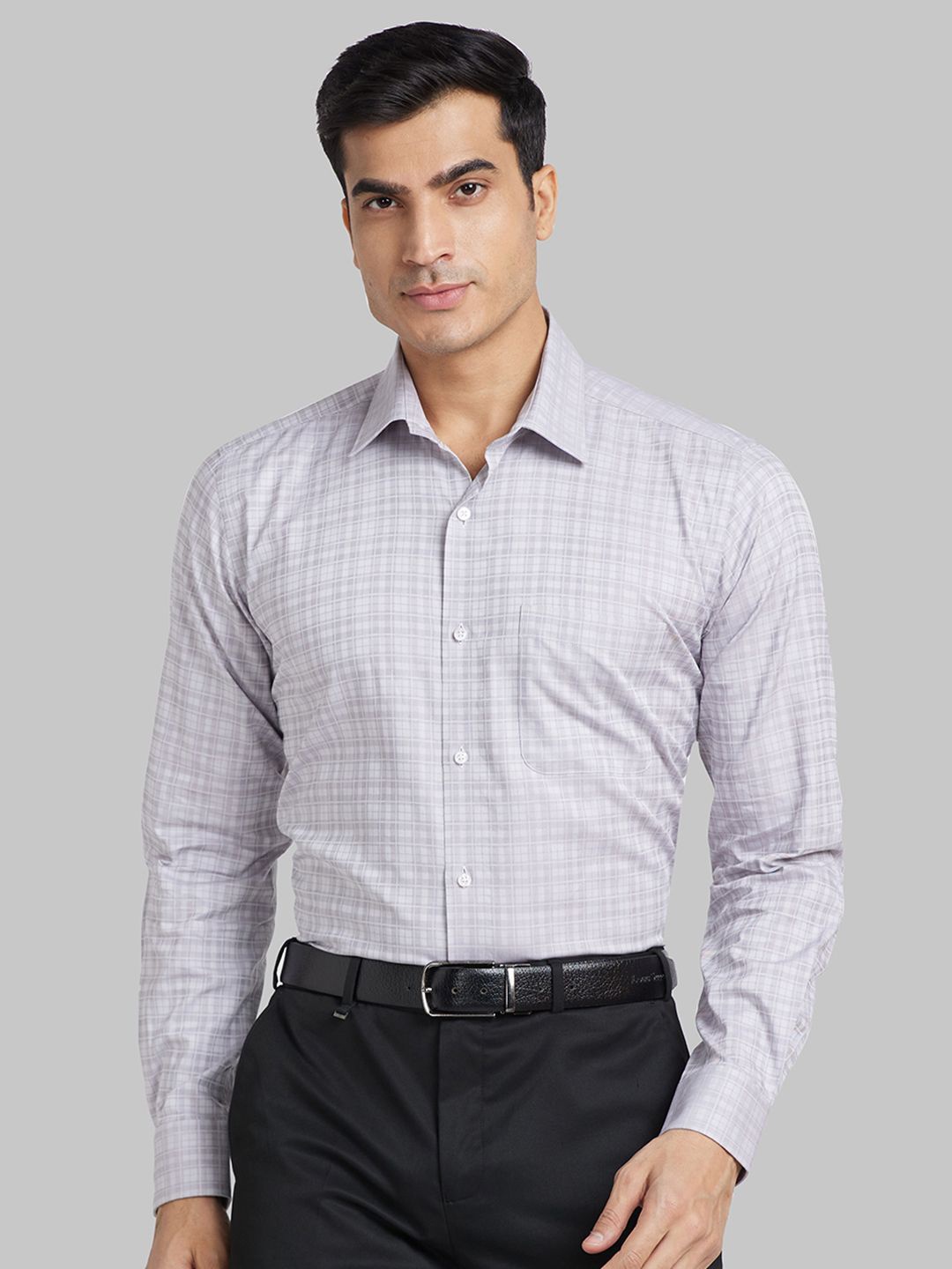 

Raymond Checked Pure Cotton Contemporary Fit Shirt, Grey