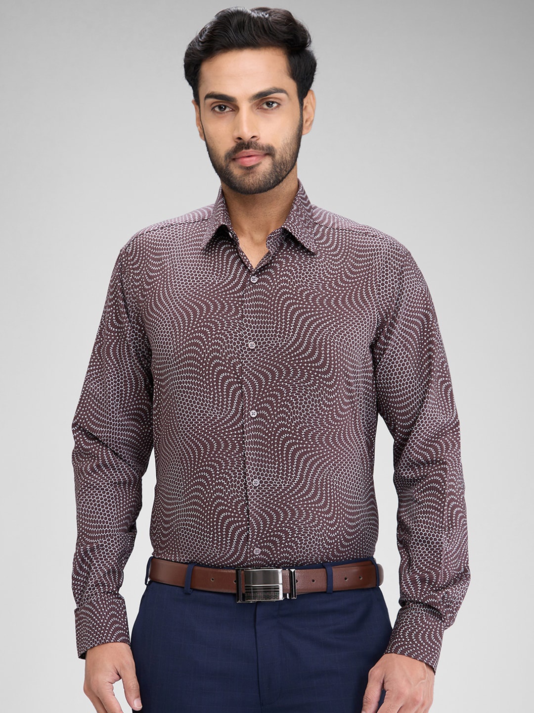 

Raymond Printed Formal Shirt, Brown