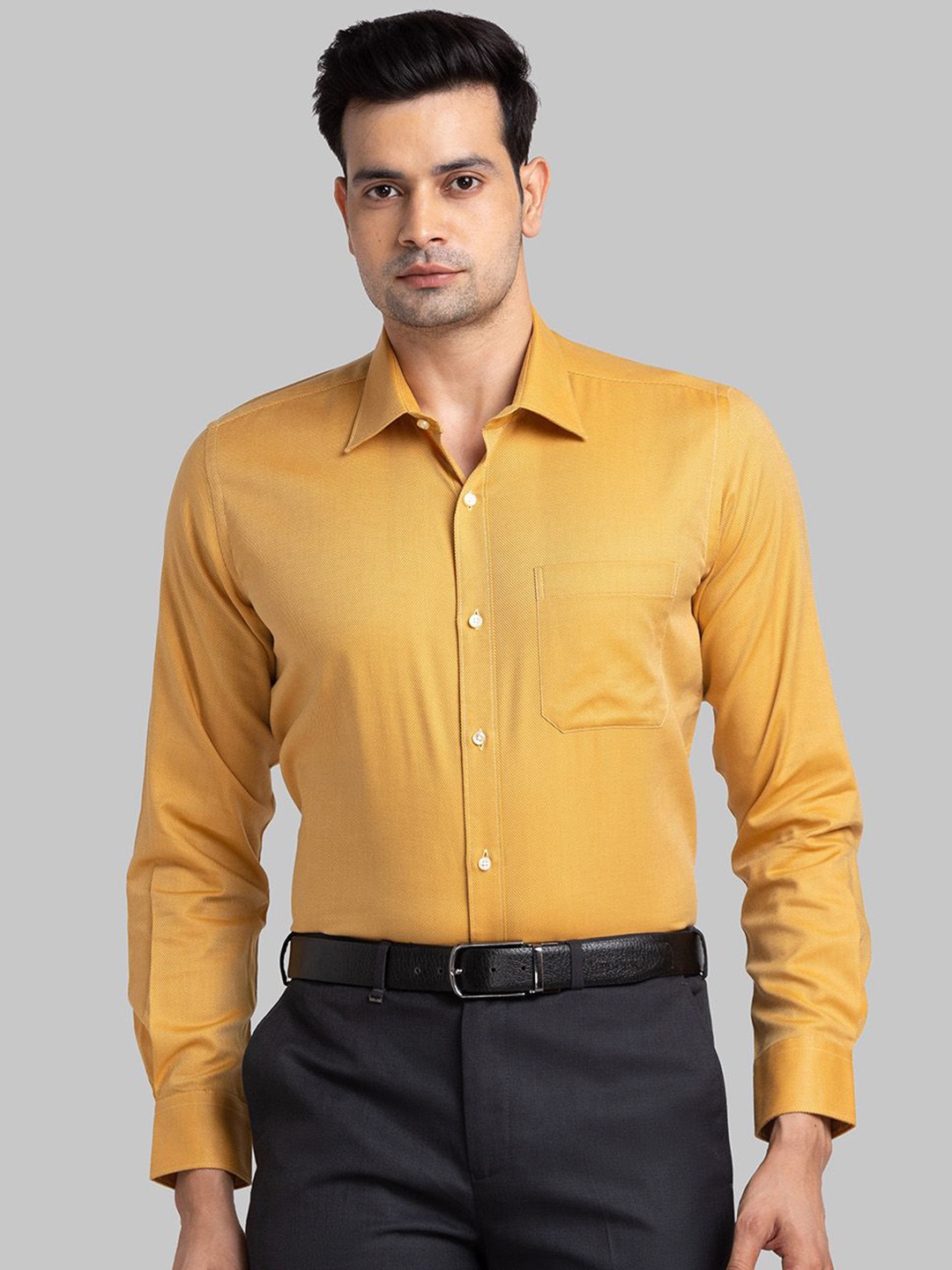 

Raymond Self-Design Long Sleeves Shirt, Yellow