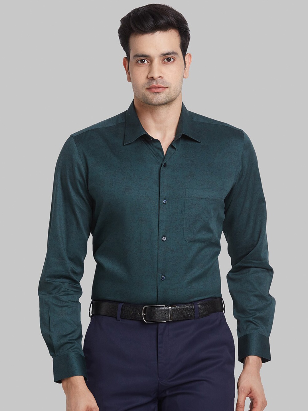 

Raymond Printed Pure Cotton Contemporary-Fit Shirt, Green